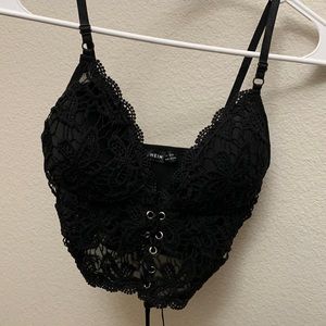 SHEIN Lace Up Cami Crop Top